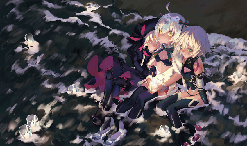 jack the ripper, jeanne d'arc alter santa lily, and nursery rhyme (fate and 3 more) drawn by amberely