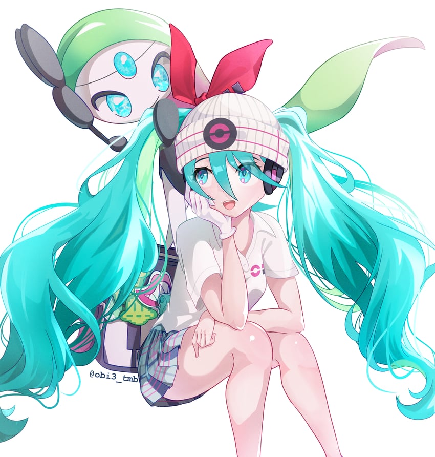 hatsune miku, meloetta, and psychic miku (pokemon and 2 more) drawn by obi3