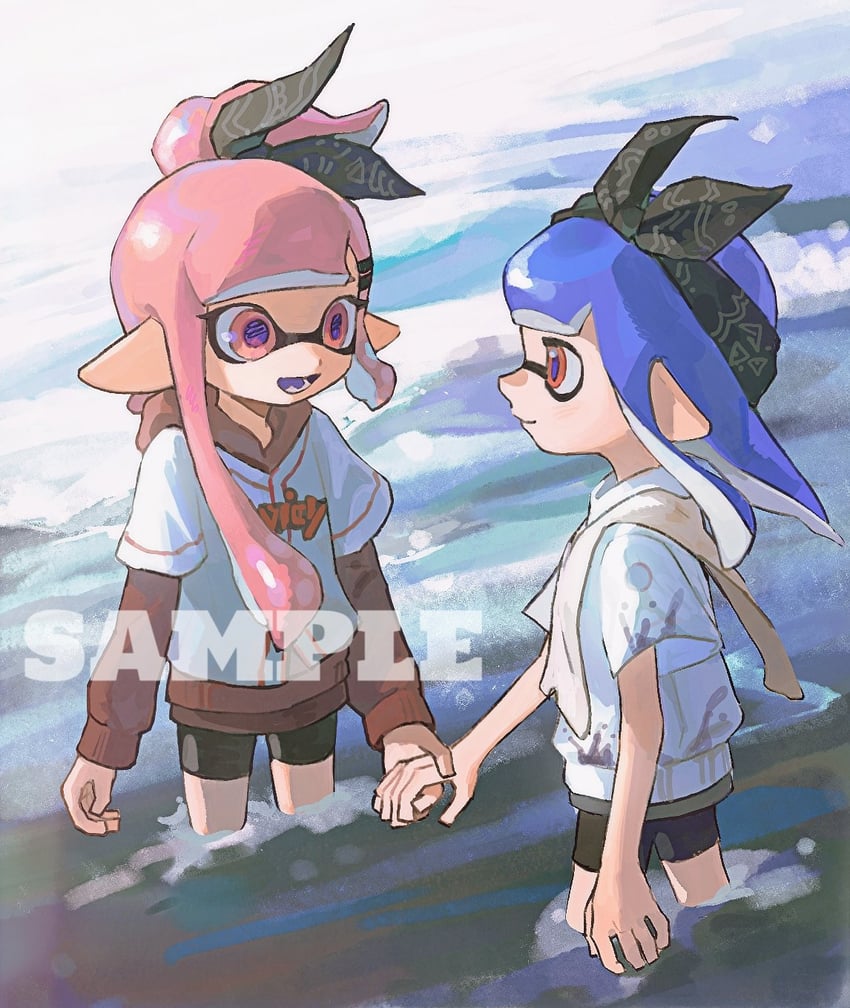 inkling player character and inkling girl (splatoon) drawn by miko_(15476997)