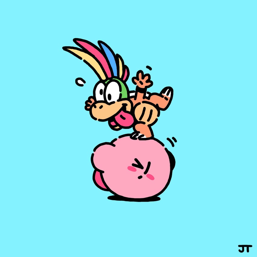 kirby and lemmy koopa (mario and 1 more) drawn by james_turner