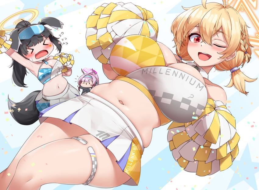 hibiki, kotori, and utaha (blue archive) drawn by cho!cho!