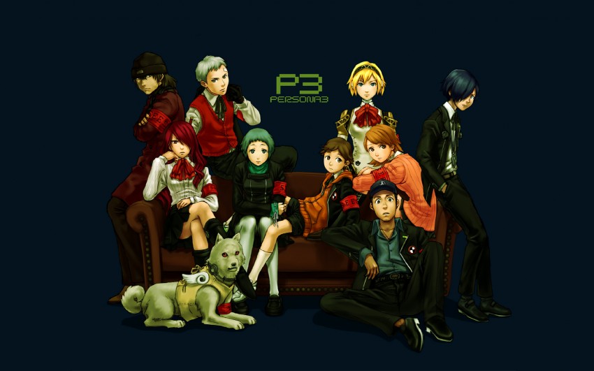 yuuki makoto, aigis, takeba yukari, kirijou mitsuru, yamagishi fuuka, and 5 more (persona and 1 more) drawn by anbe_yoshirou