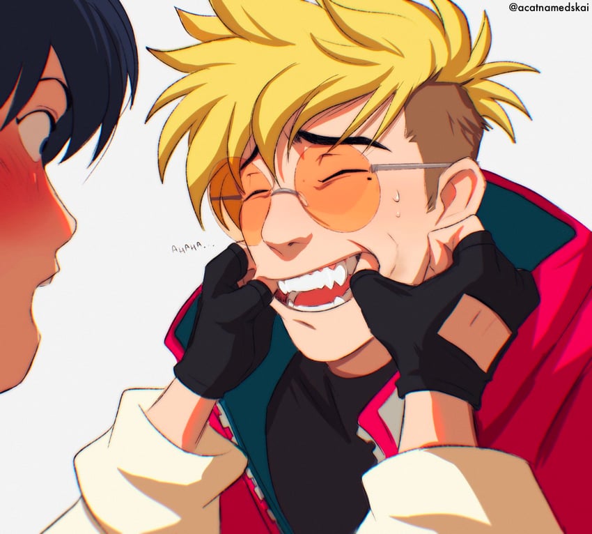 vash the stampede and meryl stryfe (trigun and 1 more) drawn by acatnamedskai