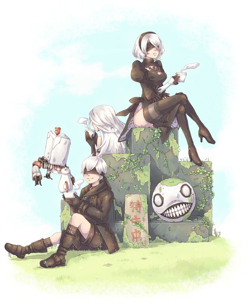 2b, 9s, pod, a2, and emil (nier and 1 more) drawn by fujika_(fjksdm)