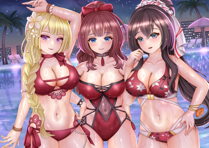miyagawa takane, kaede johan nouvel, and serizawa chikaru (assault lily) drawn by imai_tomohiro