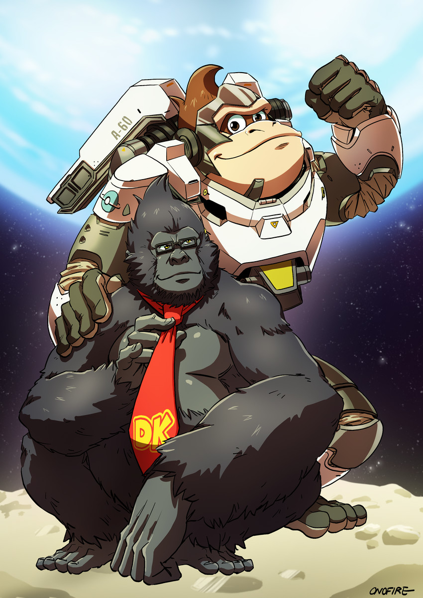 donkey kong and winston (mario and 3 more) drawn by onofre_wayne