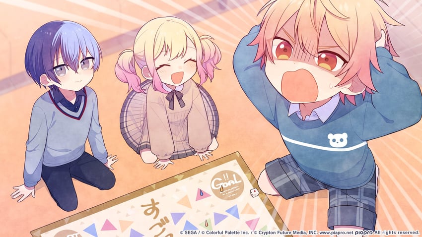 tenma tsukasa, aoyagi touya, and tenma saki (project sekai) drawn by ark_kan