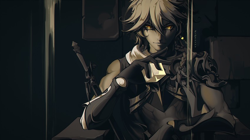 aether (genshin impact) drawn by excharny