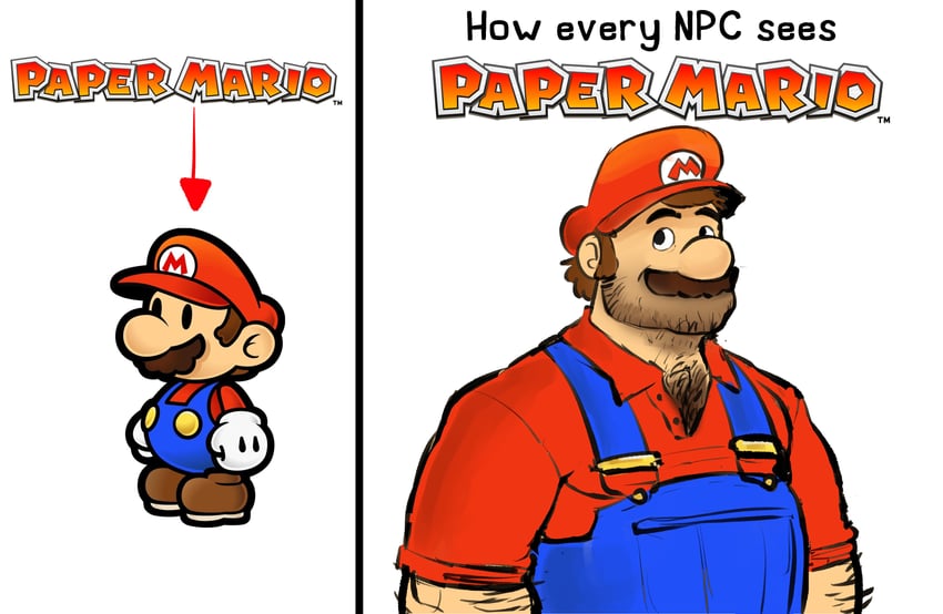 mario and paper mario (mario and 1 more) drawn by mister_eagleman