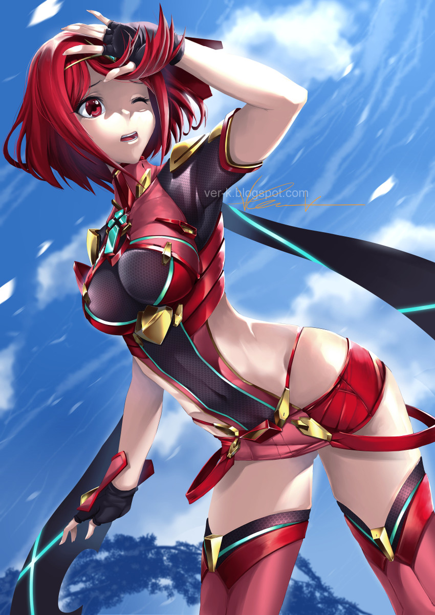 pyra (xenoblade chronicles and 1 more) drawn by indy_k