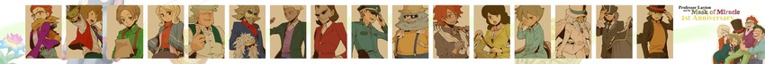 hershel layton, luke triton, remi altava, jean descole, angela ledore, and 3 more (professor layton) drawn by takahisa00