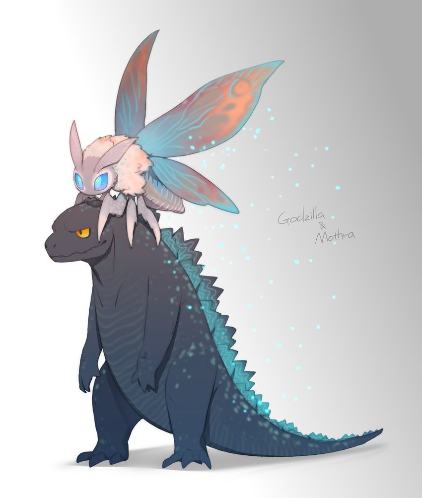 godzilla and mothra (godzilla and 2 more) drawn by mieaowu