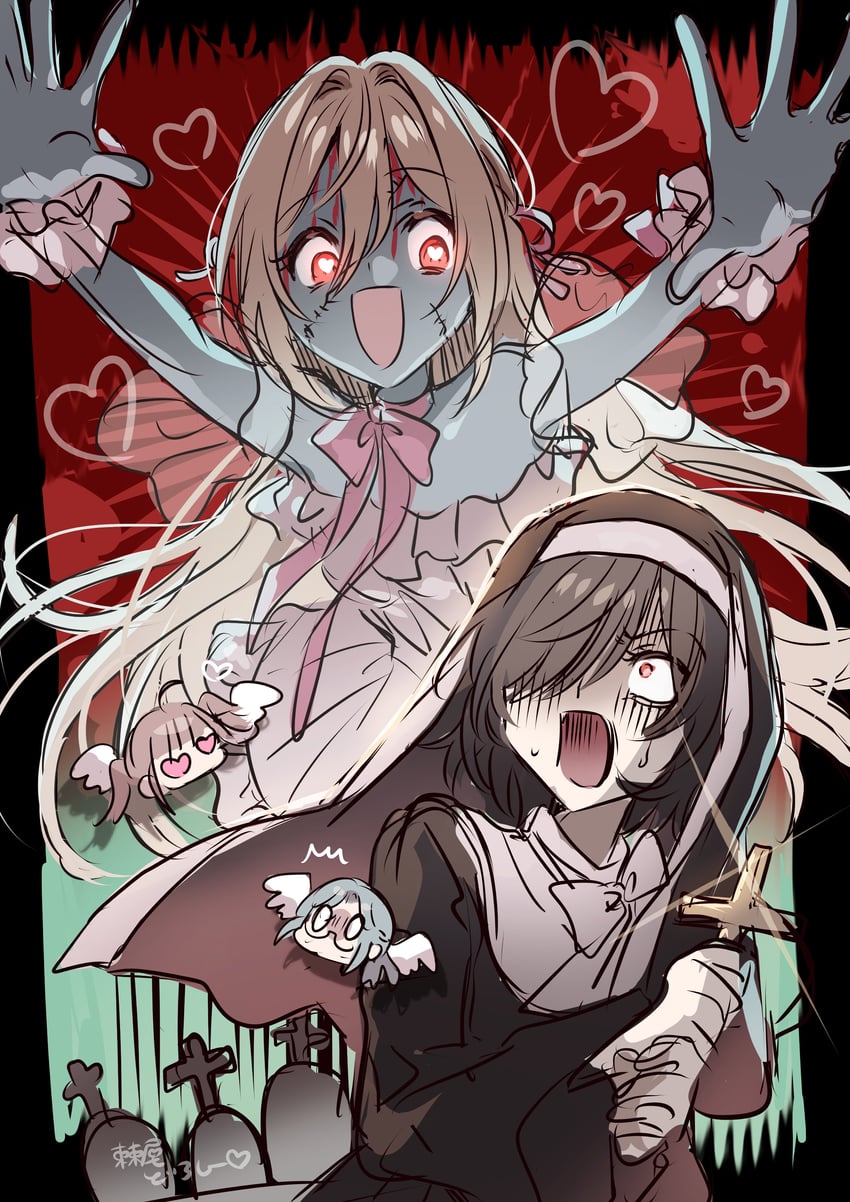 aizawa honami, kurotori michi, honda reona, and namoto kasumi (mietemasu yo! aizawa-san) drawn by loveodoro