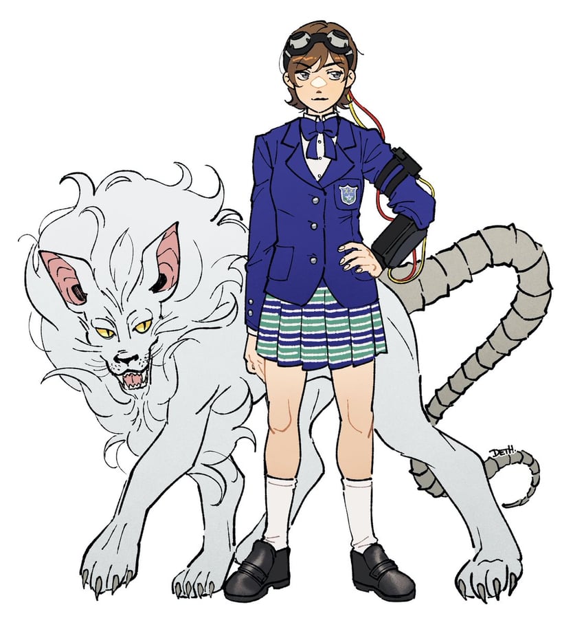 cerberus and uchida tamaki (shin megami tensei and 1 more) drawn by johan_(deathamaranth)