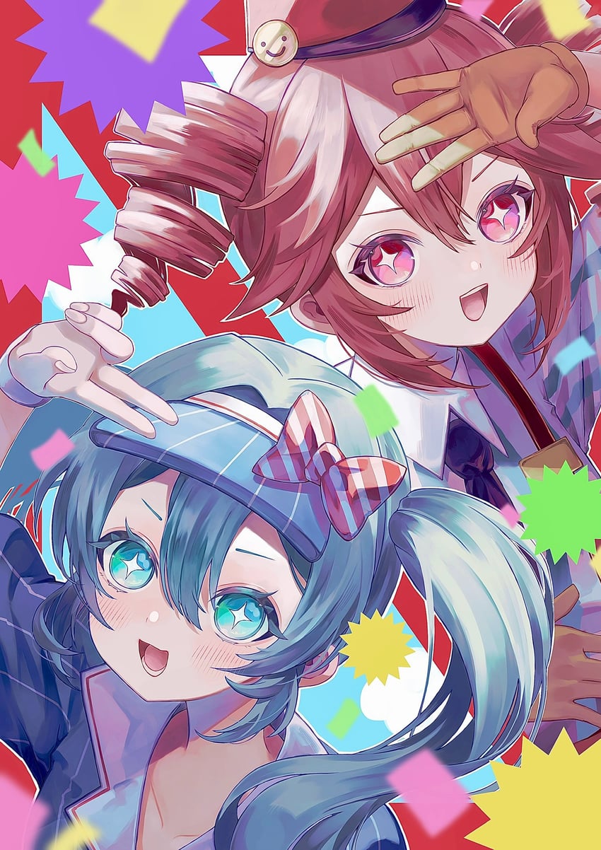 hatsune miku and kasane teto (vocaloid and 3 more) drawn by srnps