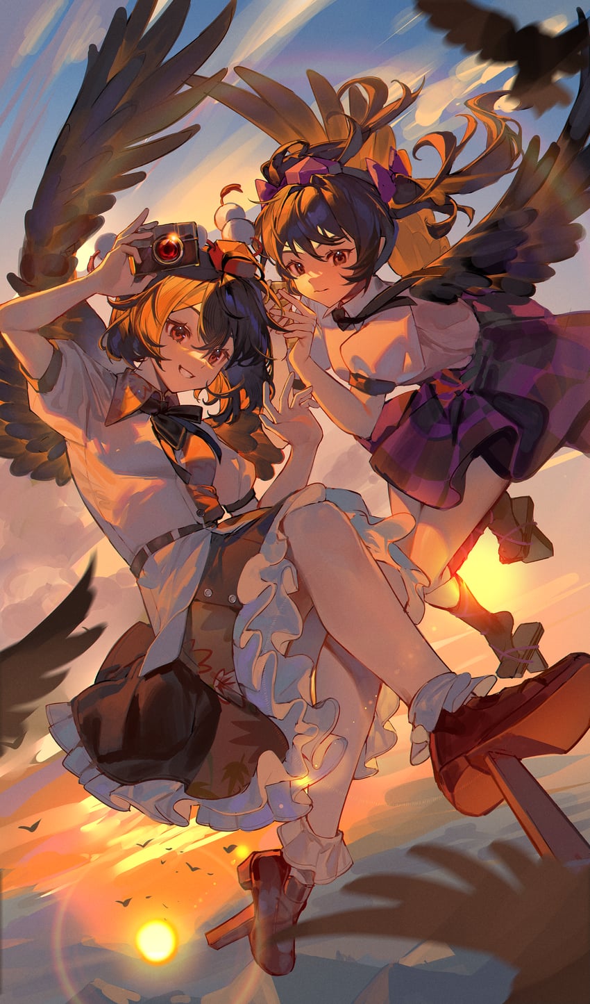 shameimaru aya and himekaidou hatate (touhou) drawn by ender_xiaohai