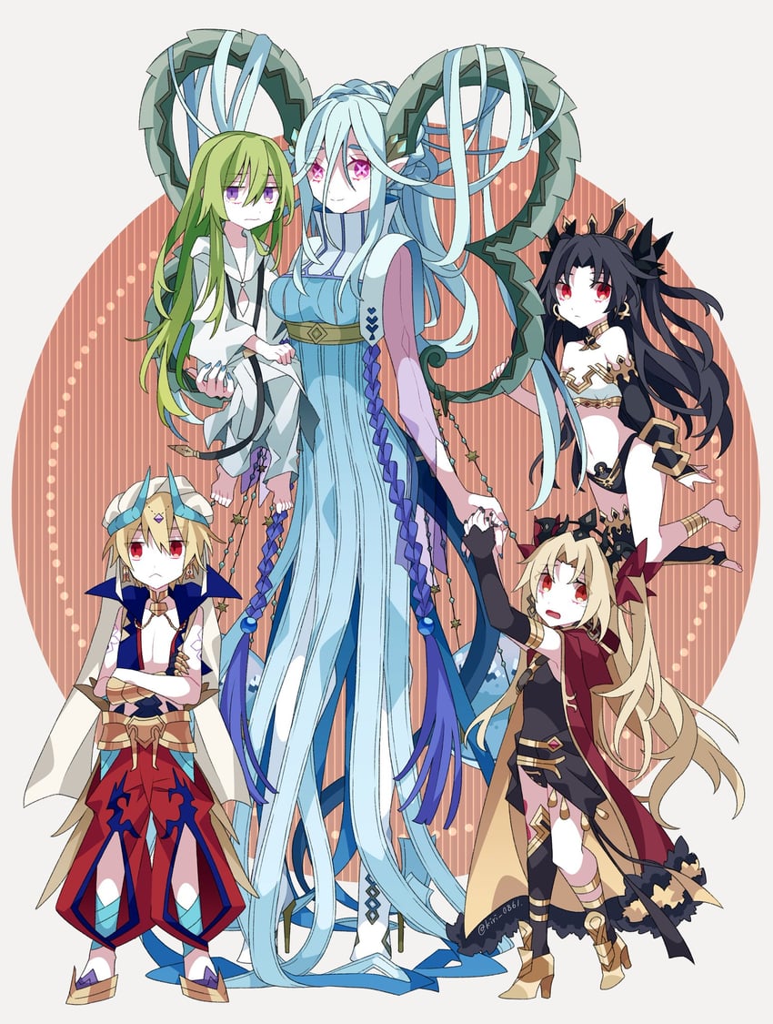 ereshkigal, ishtar, enkidu, gilgamesh, tiamat, and 1 more (fate and 2 more) drawn by kujiramaru
