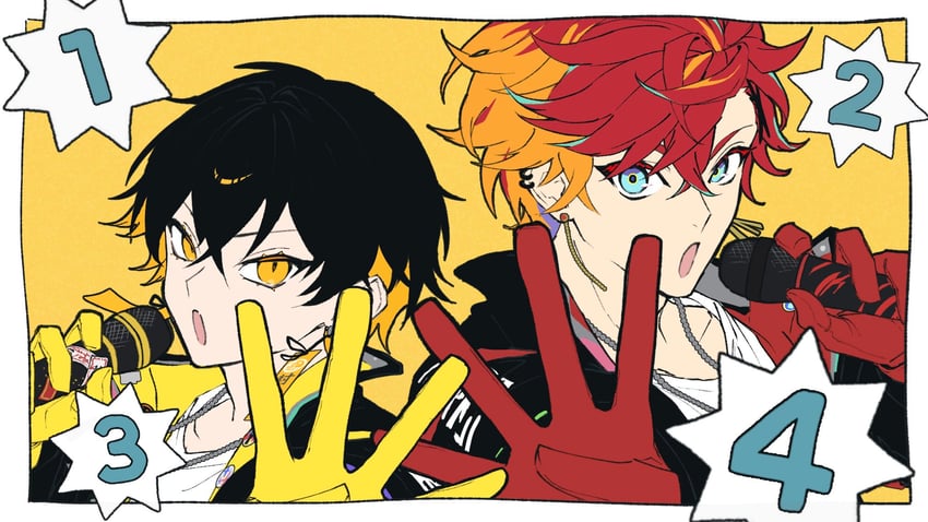 yatogami fuma and hizaki gamma (holostars) drawn by ochiya_(nkg_oz)
