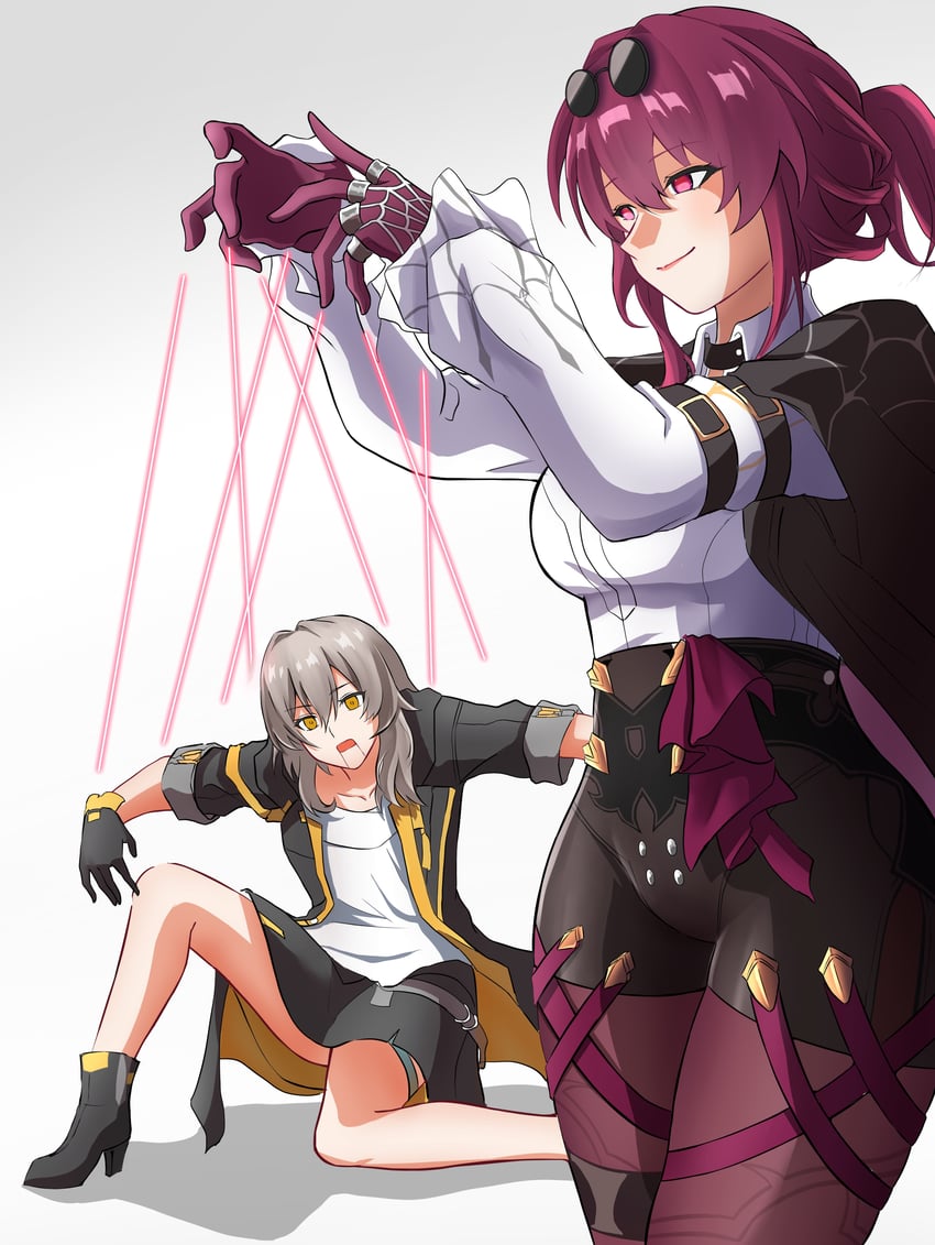 trailblazer, stelle, and kafka (honkai and 1 more) drawn by akari_noragu
