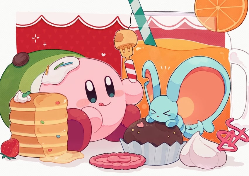 kirby and elfilin (kirby and 1 more) drawn by mofupoyo
