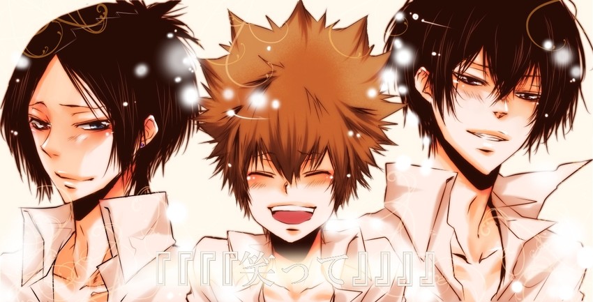 sawada tsunayoshi, rokudou mukuro, and hibari kyouya (katekyo hitman reborn!) drawn by sayo_(mutuha)