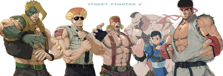 chun-li, ryu, zangief, guile, alex, and 1 more (street fighter and 1 more) drawn by nt_(gun-ash)