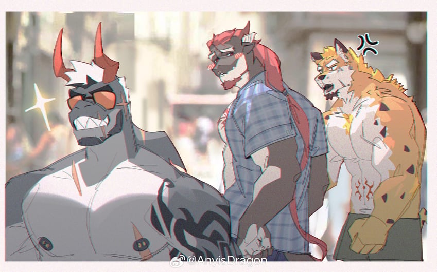 romg, romg the jaguar, dragon, and ethan shax (original) drawn by peterhl
