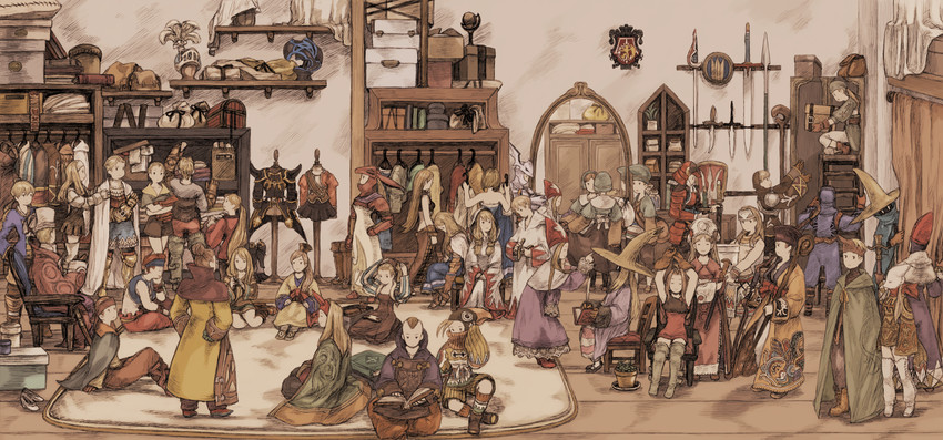 ramza beoulve, white mage, monk, geomancer, time mage, and 15 more (final fantasy and 1 more) drawn by maeka_(kumaekake)