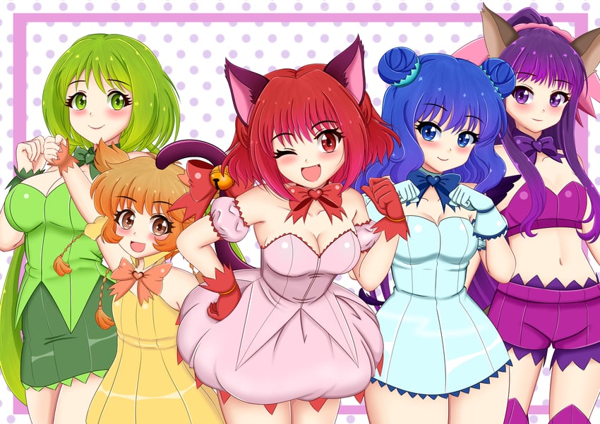 momomiya ichigo, mew ichigo, aizawa mint, fujiwara zakuro, midorikawa lettuce, and 5 more (tokyo mew mew and 1 more) drawn by mogufukawa