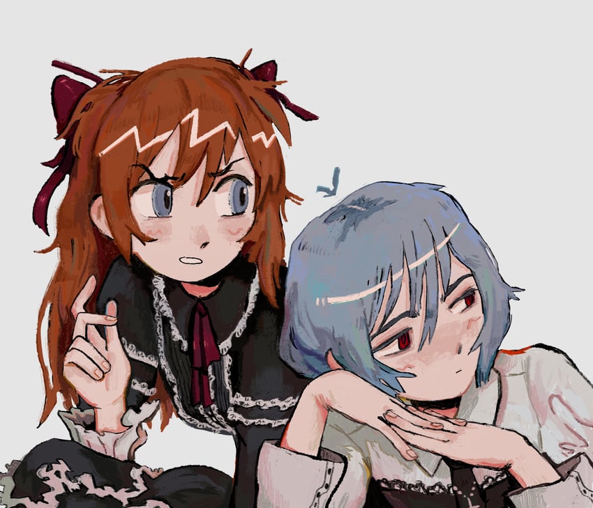 souryuu asuka langley and ayanami rei (neon genesis evangelion) drawn by fffkorobka