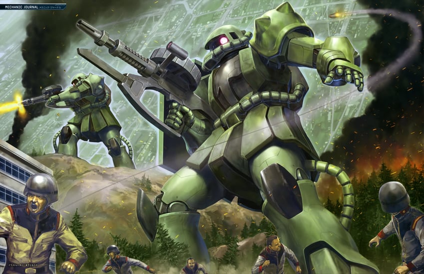 zaku ii (gundam and 2 more) drawn by kinoshita_tomotake