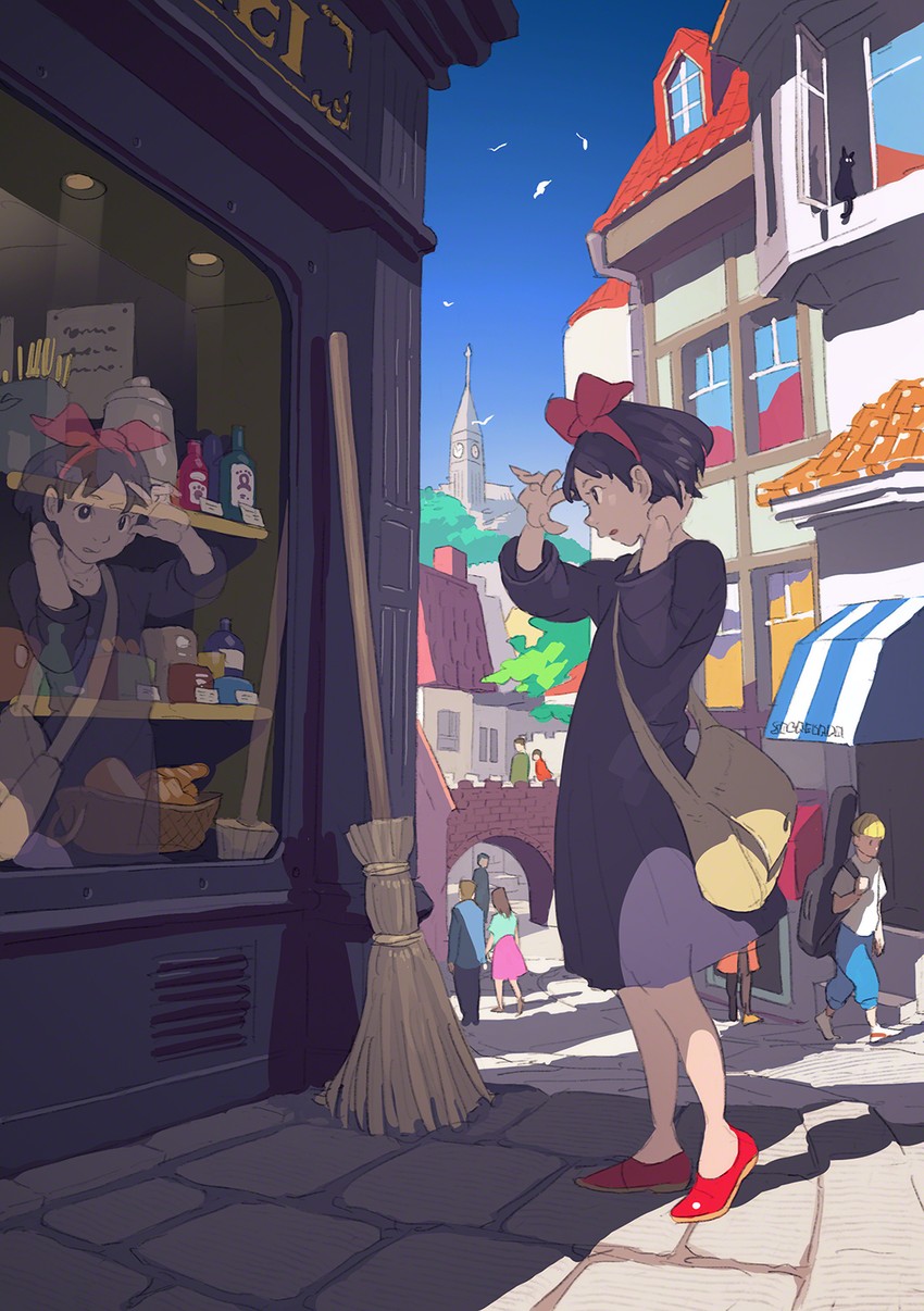 kiki and jiji (studio ghibli and 1 more) drawn by pomodorosa