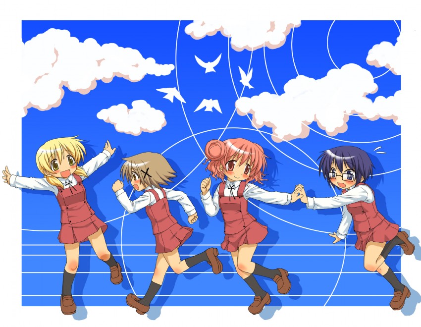 yuno, miyako, hiro, and sae (hidamari sketch) drawn by rokko