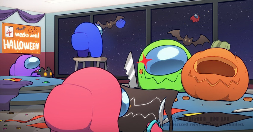crewmate, red, impostor, blue, purple, and 2 more (among us) drawn by kiman