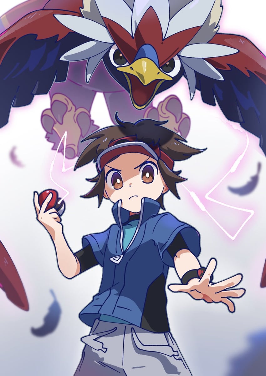 nate and braviary (pokemon and 1 more) drawn by omochi_(omotimotittona3)