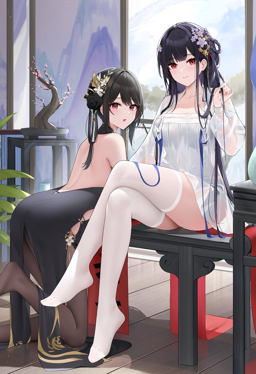 chen hai and yat sen (azur lane) drawn by qing_wu