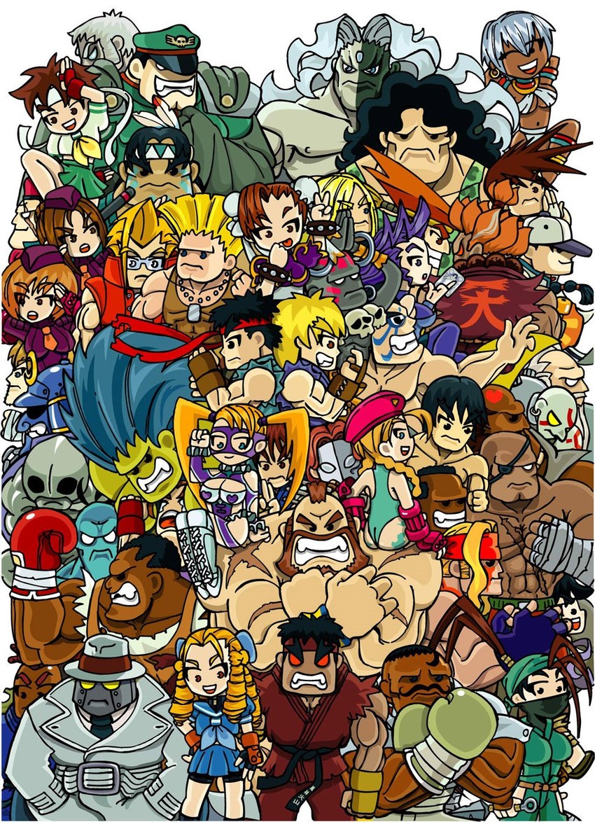 chun-li, cammy white, ryu, kasugano sakura, ken masters, and 21 more (street fighter and 3 more) drawn by boggiano