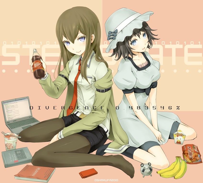 makise kurisu, shiina mayuri, and upa (steins;gate and 1 more) drawn by futsuka_(dzone)