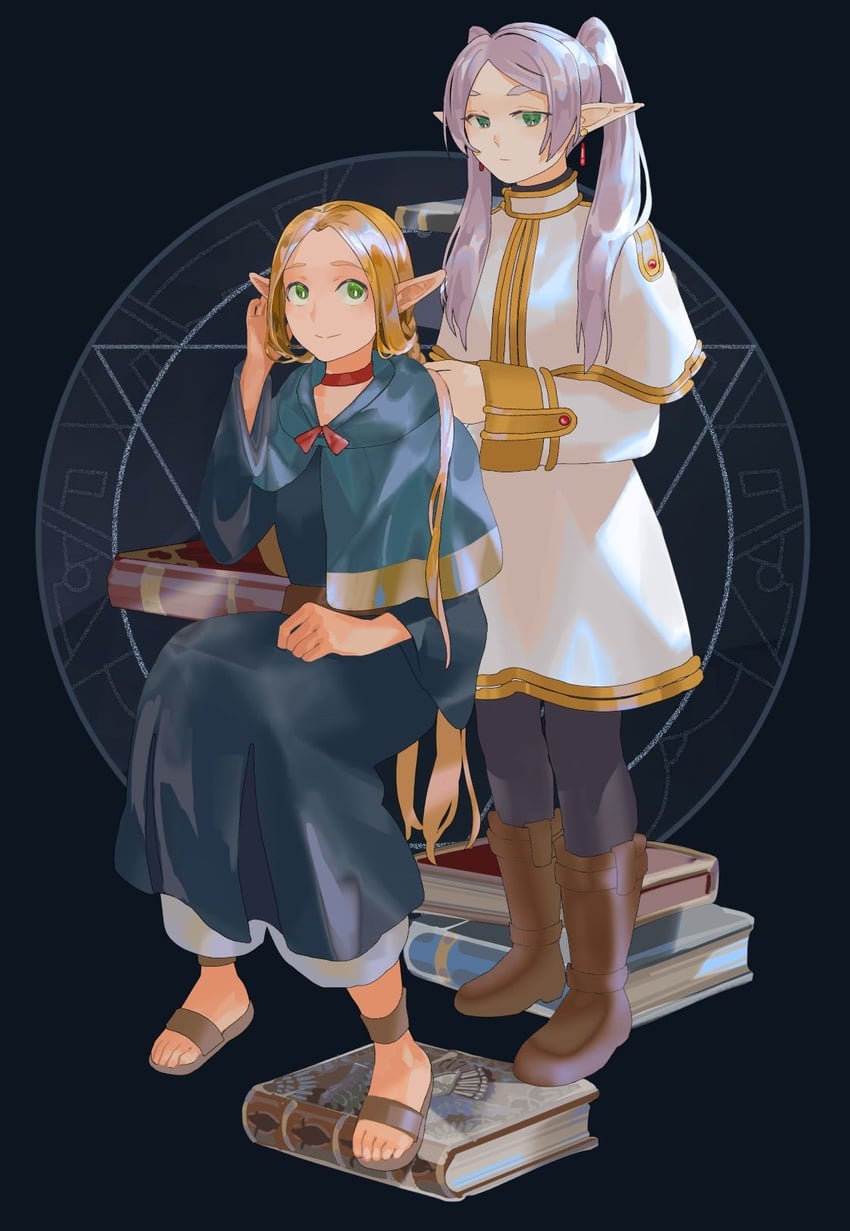 frieren and marcille donato (sousou no frieren and 1 more) drawn by polynis