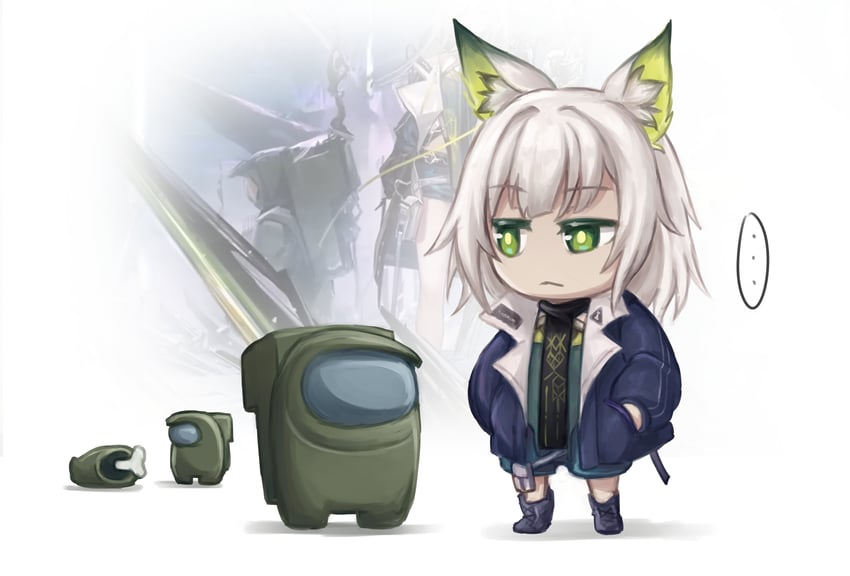 kal'tsit, crewmate, and dead body (arknights and 1 more) drawn by thokuma