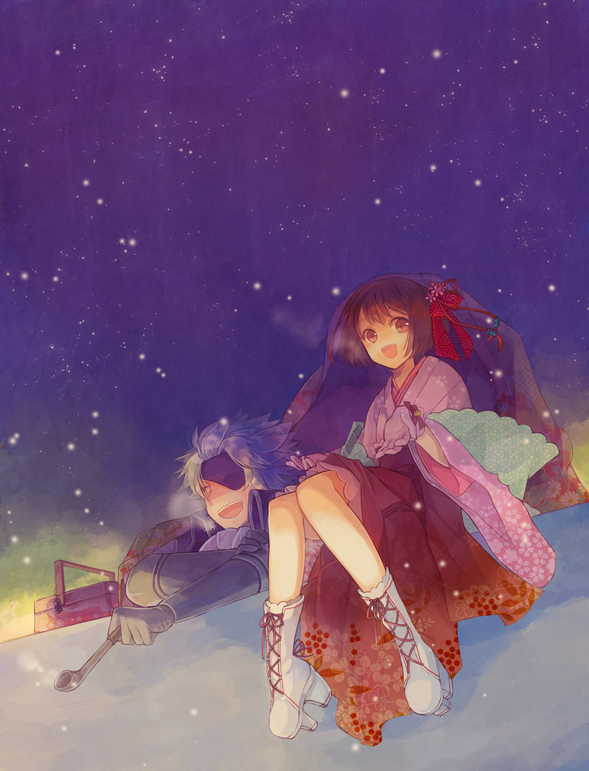 chousokabe motochika and tsuruhime (sengoku basara) drawn by odashi_(namiri)