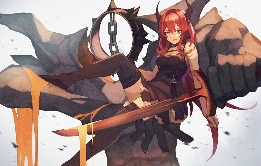 surtr and surtr's golem (arknights) drawn by mutsuki_albino