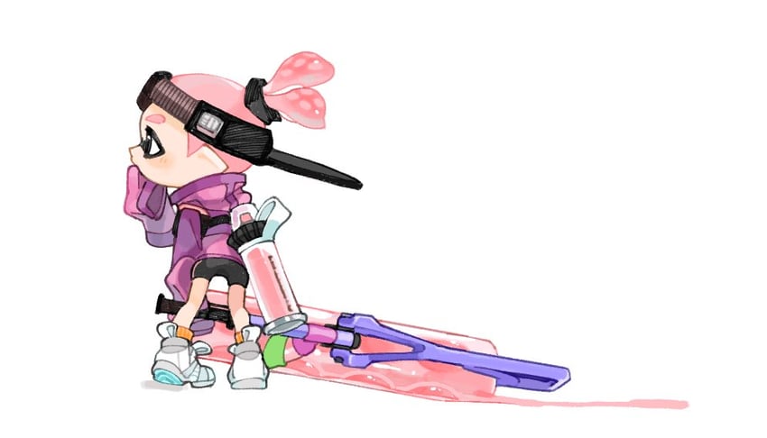 inkling player character and inkling boy (splatoon) drawn by spl8ya