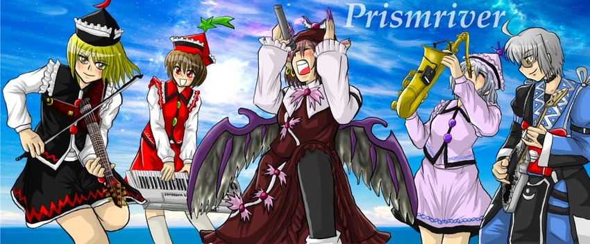 mystia lorelei, morichika rinnosuke, lunasa prismriver, merlin prismriver, and lyrica prismriver (touhou) drawn by enokuma_uuta