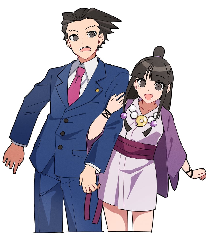 phoenix wright and maya fey (ace attorney) drawn by maka_gtsb