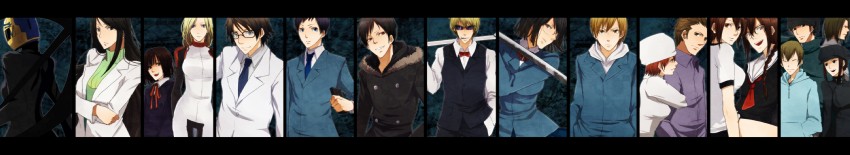 orihara izaya, sonohara anri, heiwajima shizuo, celty sturluson, ryuugamine mikado, and 13 more (durarara!!) drawn by kanameyura