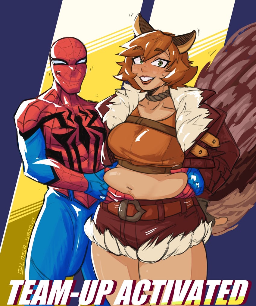 spider-man and squirrel girl (marvel and 2 more) drawn by lazer_groove