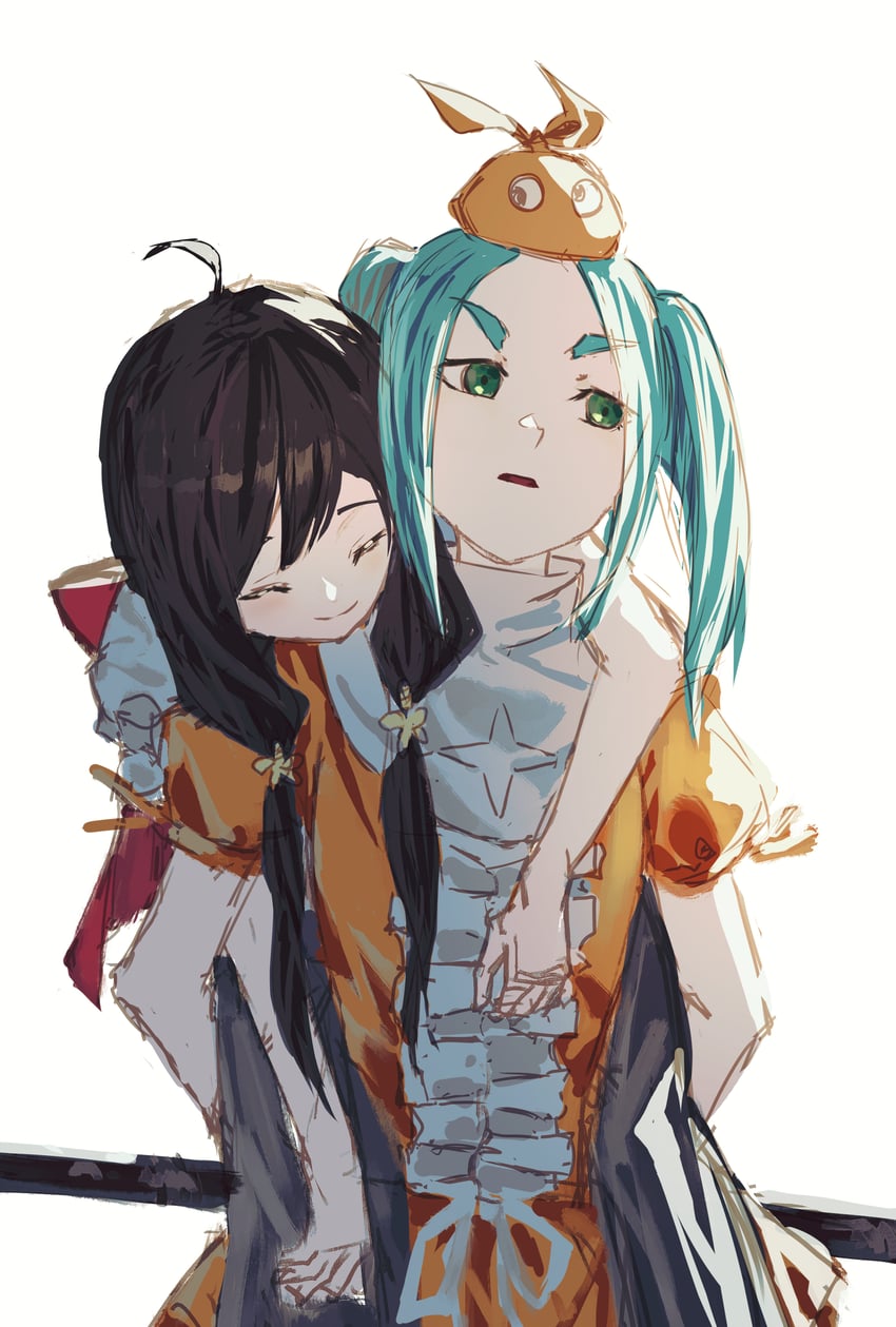 ononoki yotsugi and araragi tsukihi (monogatari and 1 more) drawn by cokei