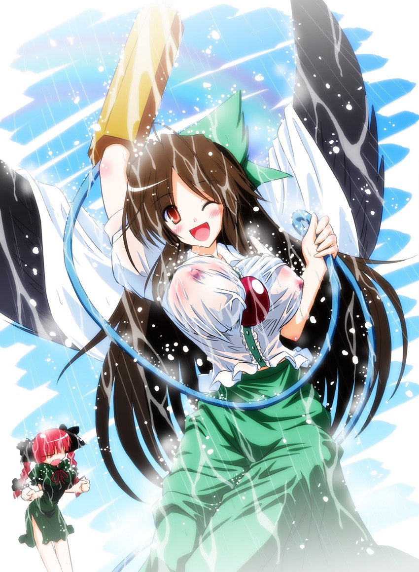kaenbyou rin and reiuji utsuho (touhou) drawn by yamu_(reverse_noise)