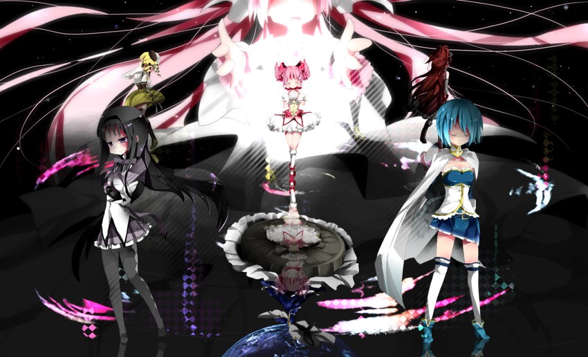 akemi homura, kaname madoka, miki sayaka, sakura kyoko, tomoe mami, and 2 more (mahou shoujo madoka magica) drawn by tanabara_rikai